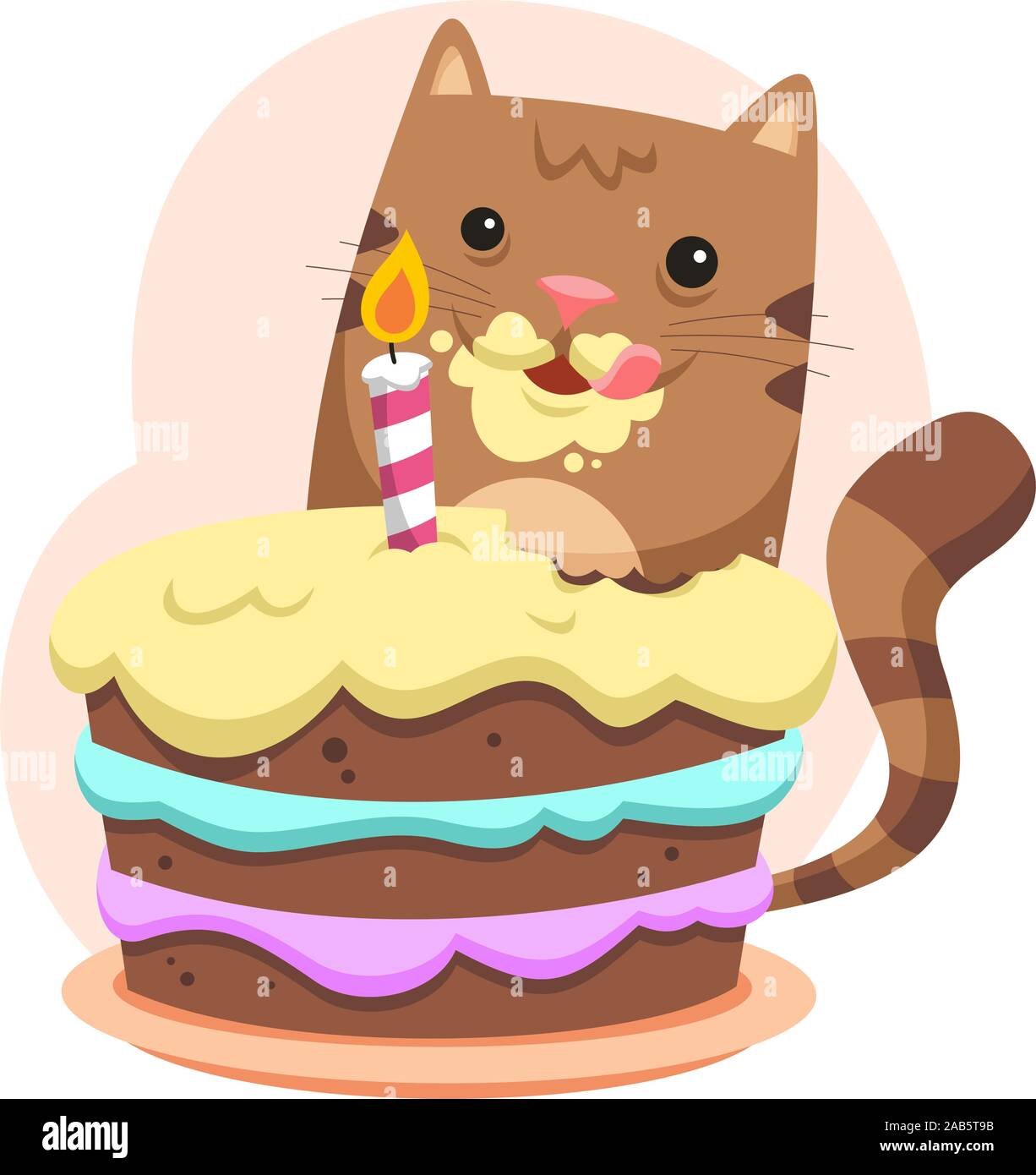 Manger un gâteau chat drôle illustration Illustration de Vecteur