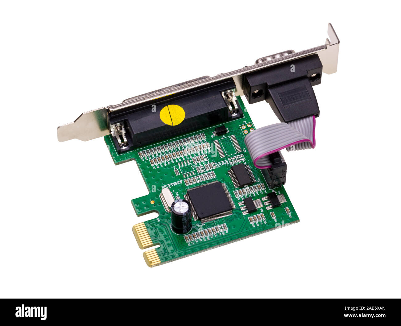 Ordinateur digital input output carte port isolé sur fond blanc Banque D'Images