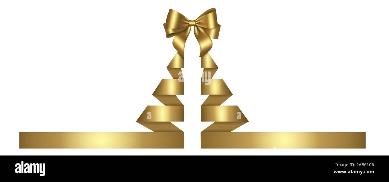 Résumé de l'or de noël avec ruban et bow Illustration de Vecteur