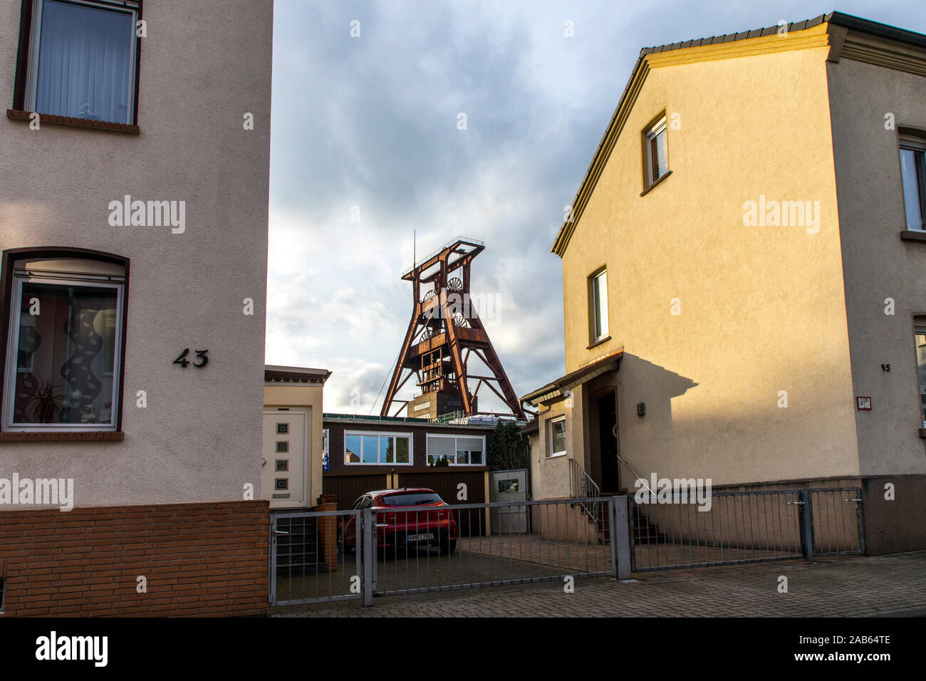 Fosse Double châssis de l'ancienne mine de Pluton, à Herne, bâtiments résidentiels, colliery Housing Estate, Banque D'Images