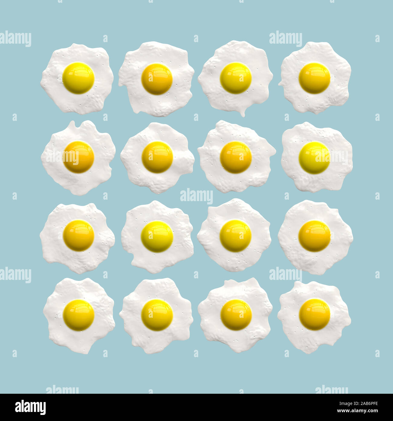 Une illustration de 16 différents d'œufs au plat Banque D'Images