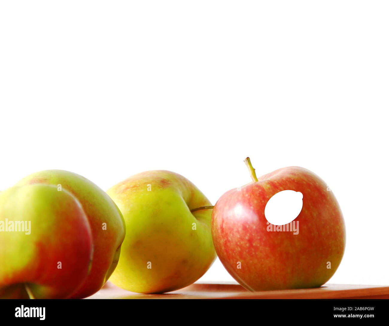 Une photographie d'une pomme avec un espace réservé au texte Banque D'Images
