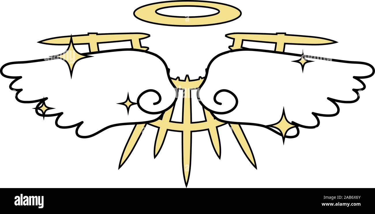 C'est une illustration de la Divine angel wings avec halo Illustration de Vecteur