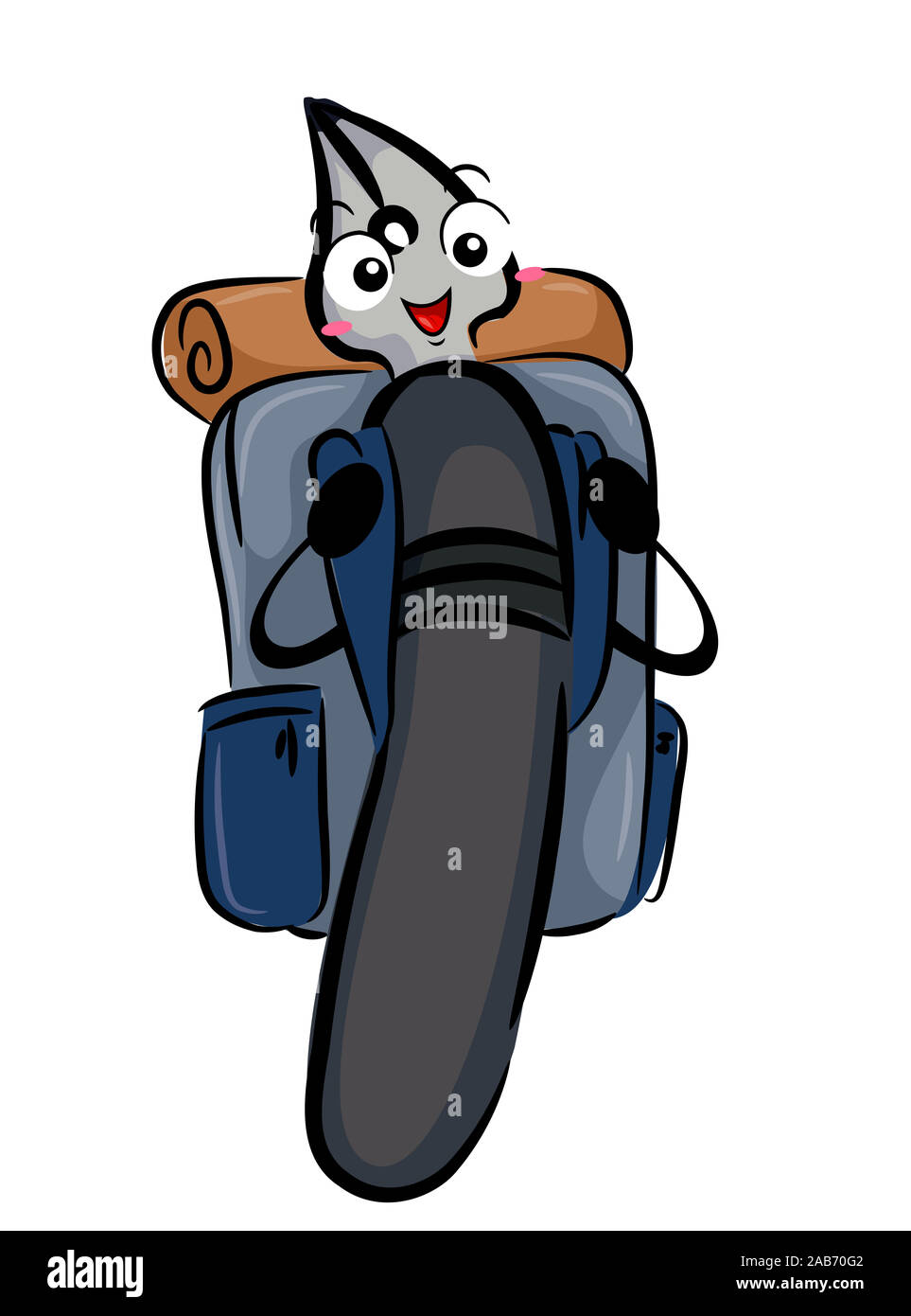 Illustration d'un stylo-plume Mascot transportant un gros sac à dos, aller à un camp d'écriture Banque D'Images