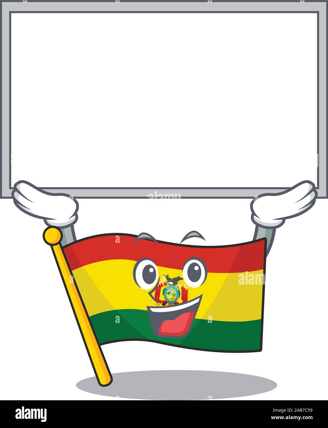 Cute cartoon character flag guatermala soulevées up conseil Illustration de Vecteur