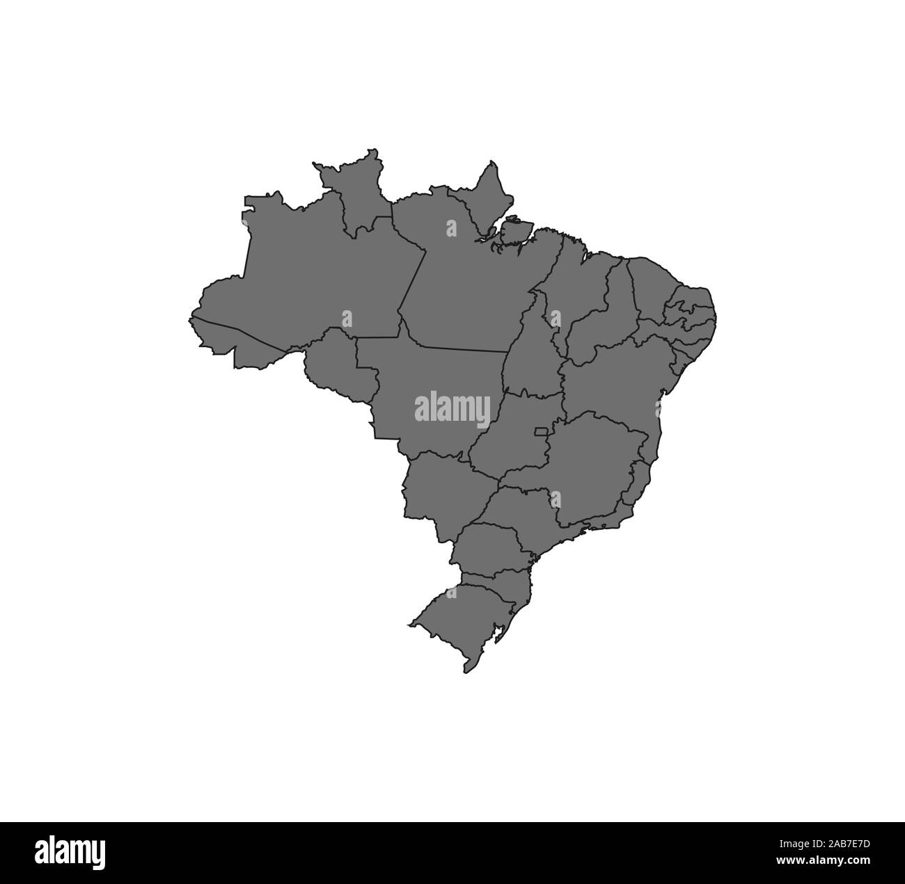 Carte du Brésil, sur fond blanc, vector illustration. Illustration de Vecteur