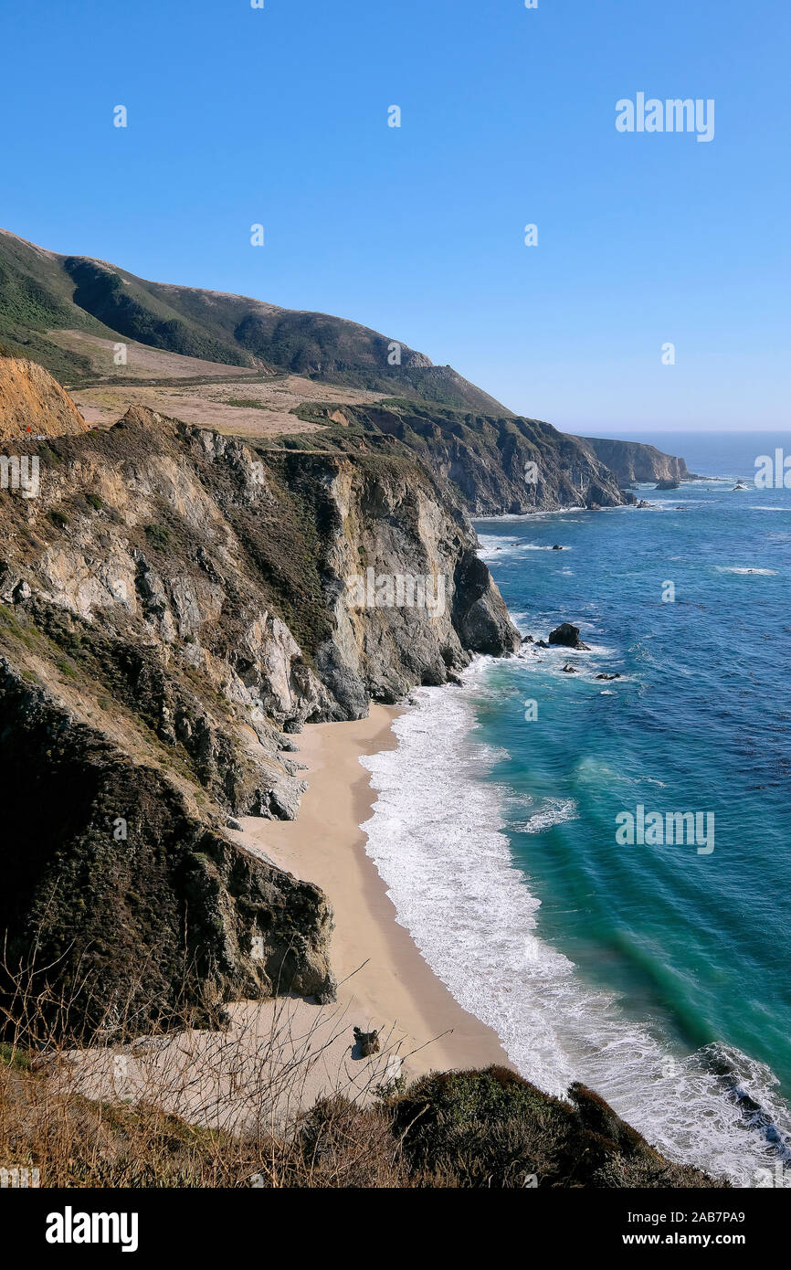 Plage de la California State Route 1, route 1, route côtière le long de l'océan Pacifique, la Californie, USA Banque D'Images