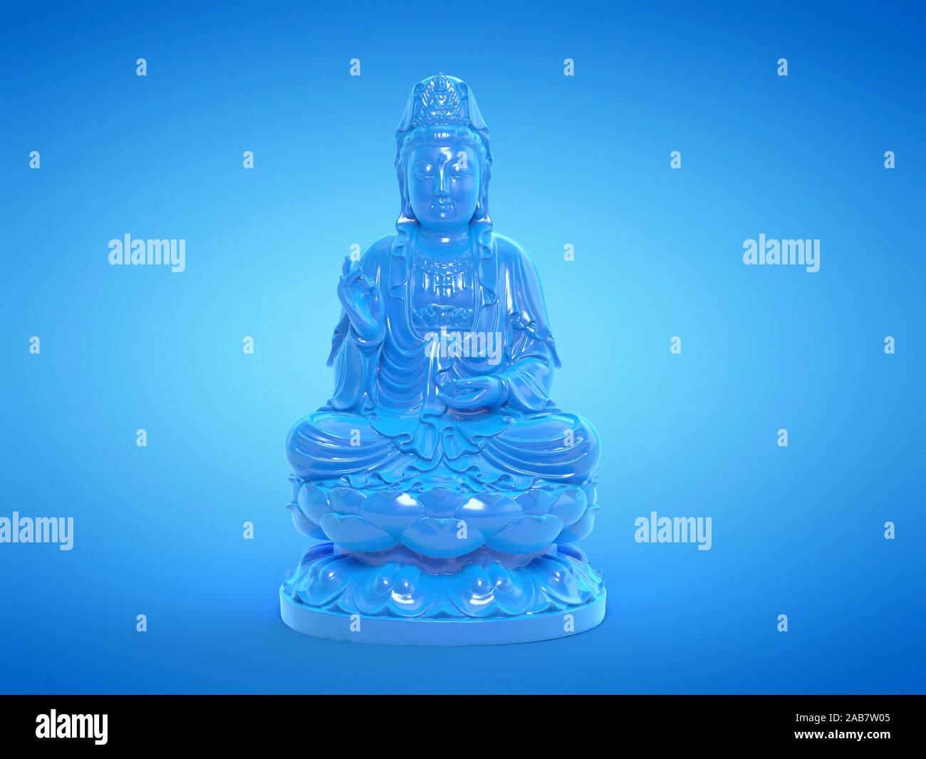 Rendu 3d illustration d'une statue de bouddha bleu Banque D'Images