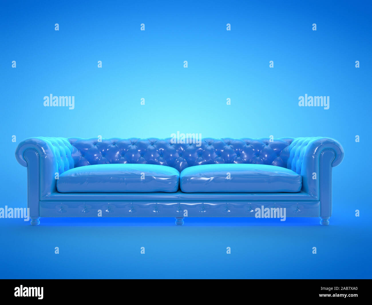 Rendu 3d illustration d'un canapé bleu Banque D'Images