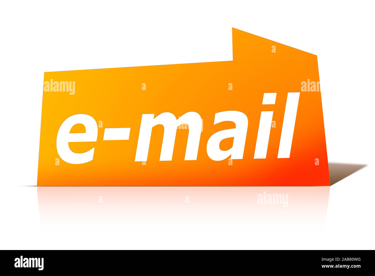 Oranges Ein Etikett vor weissem Hintergrund mit der Aufschrift : 'e-mail' Banque D'Images