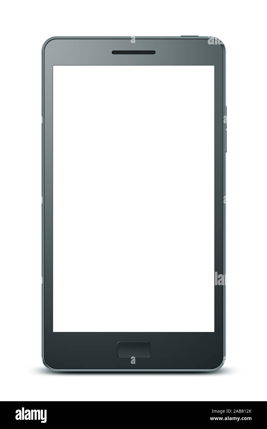Ein schwarzes vor weissem Hintergrund Smartphone Banque D'Images