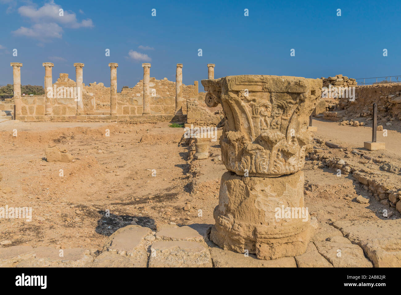 La maison de Thésée dans le parc archéologique de Paphos, UNESCO World Heritage Site, Paphos, Chypre, Europe Banque D'Images