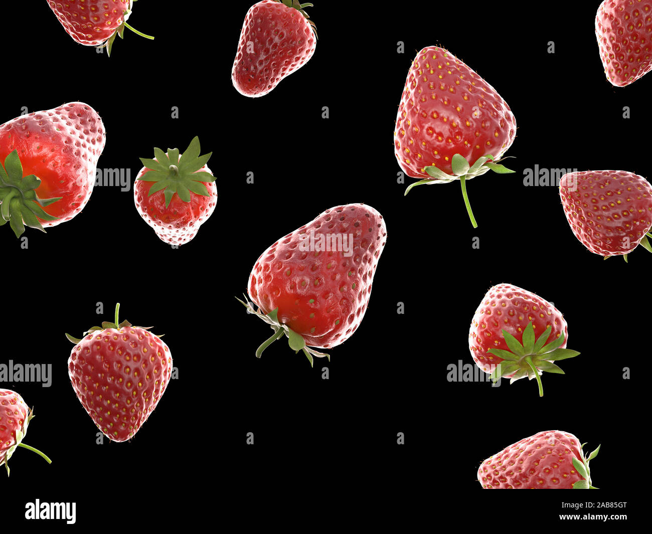 La nourriture en rendu 3d illustration de fraises Banque D'Images