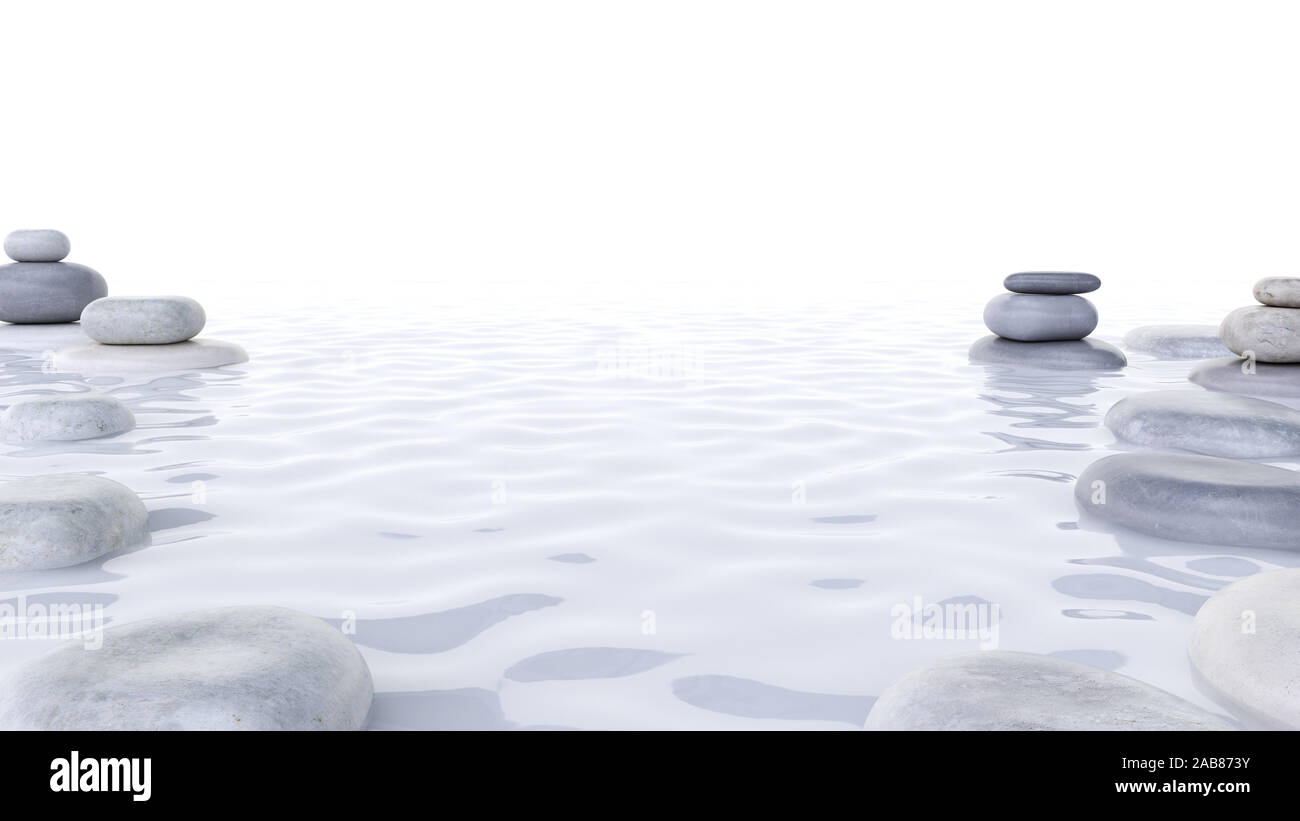 Spa en rendu 3d illustration - pierres flottant Banque D'Images