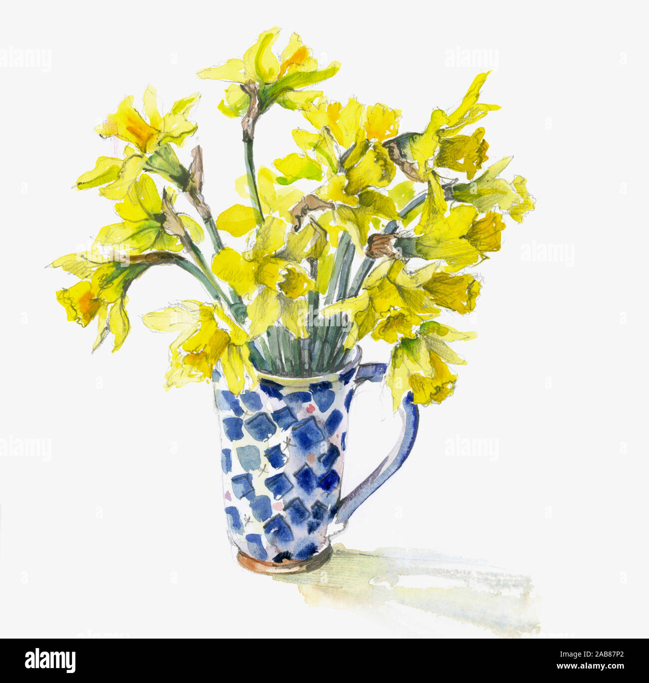 Bouquet de jonquilles en mug Banque D'Images