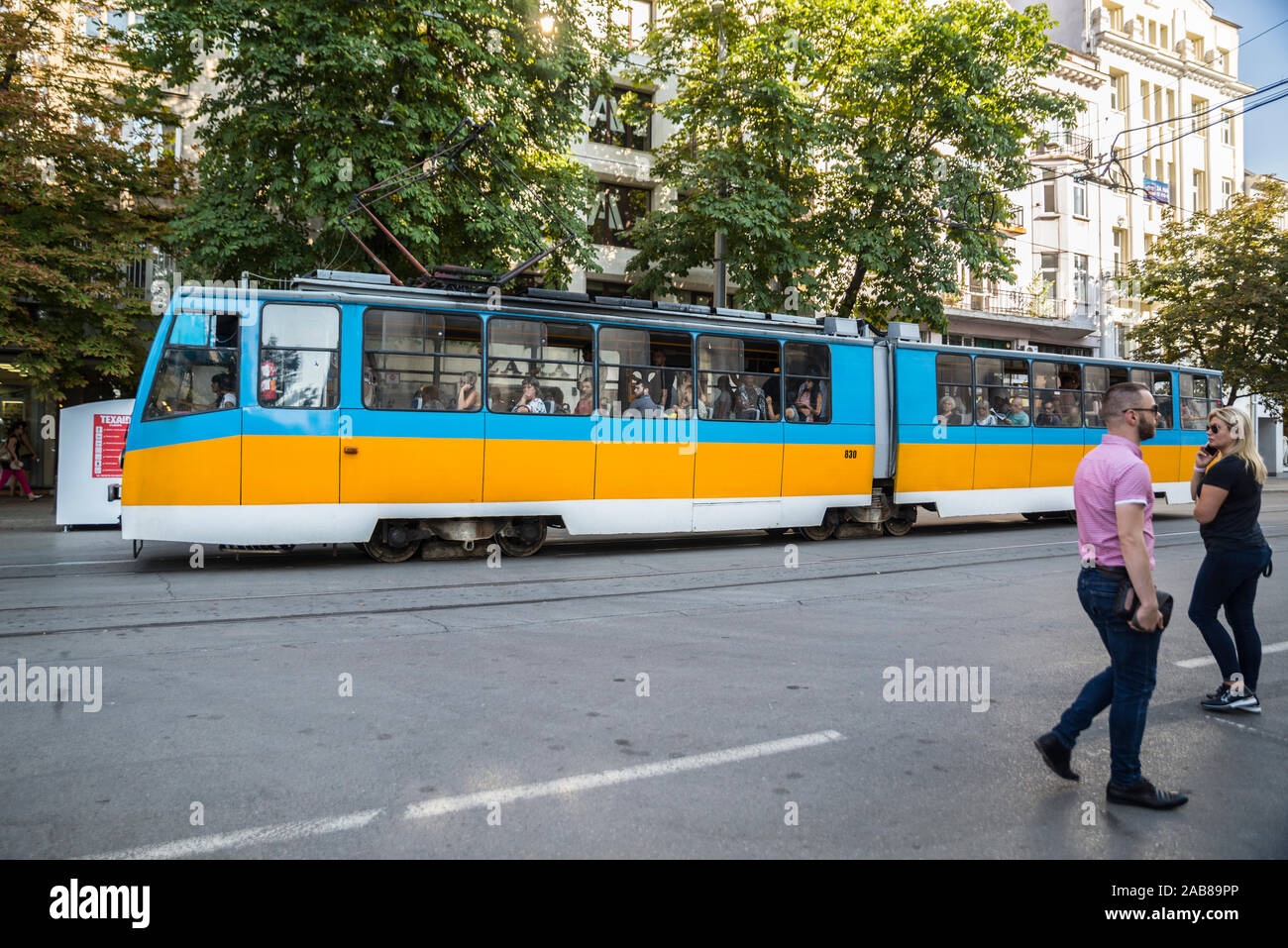 Tram, Sofia, Bulgarie Banque D'Images