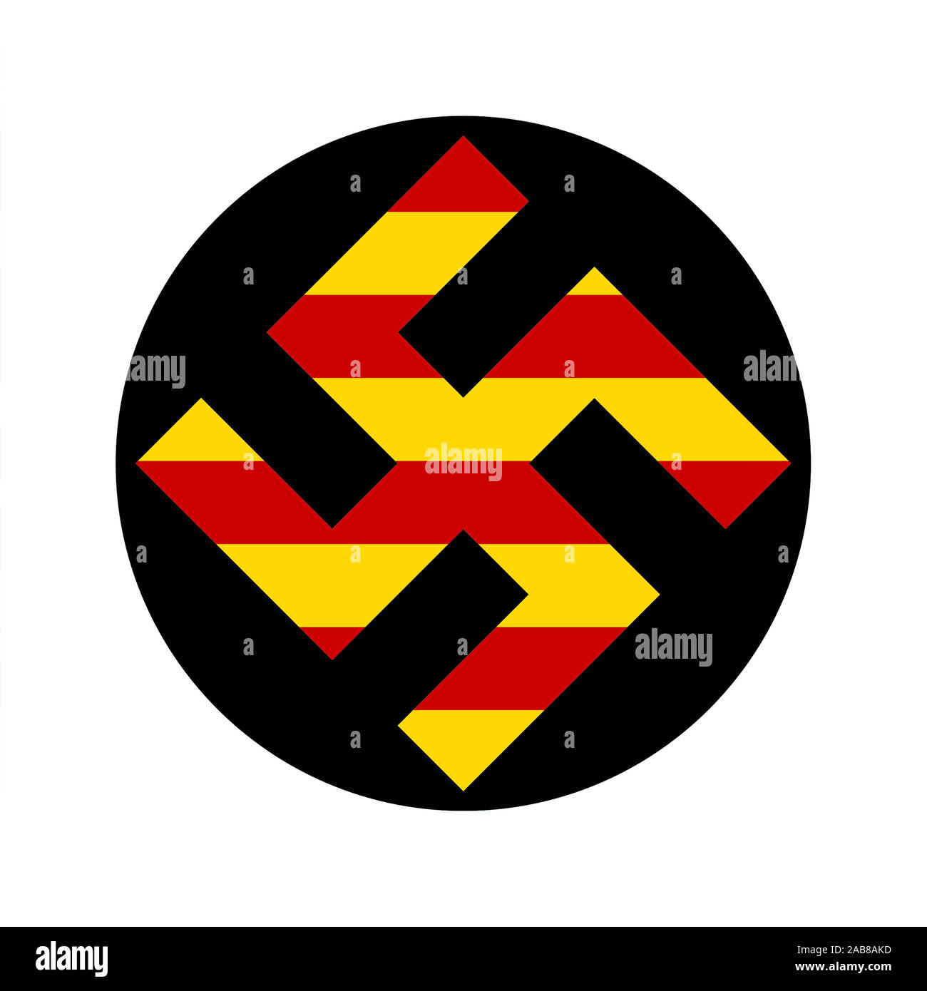 Le symbole de la croix gammée du parti nazi en Allemagne et en Catalogne 'senyera' du pavillon, le nationalisme, illustration Banque D'Images