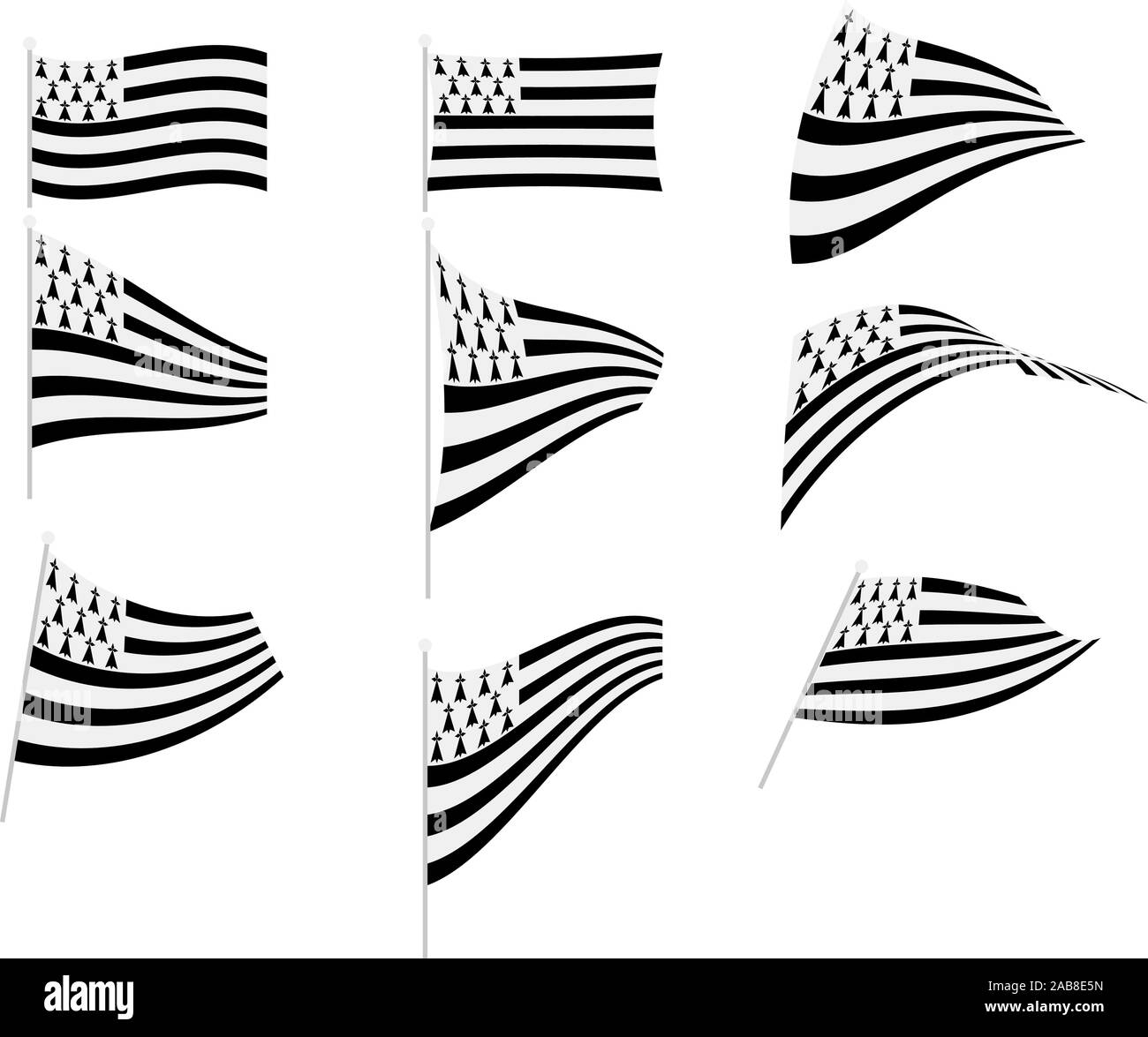 Set de dessin vectoriel avec drapeau Bretagne Illustration de Vecteur