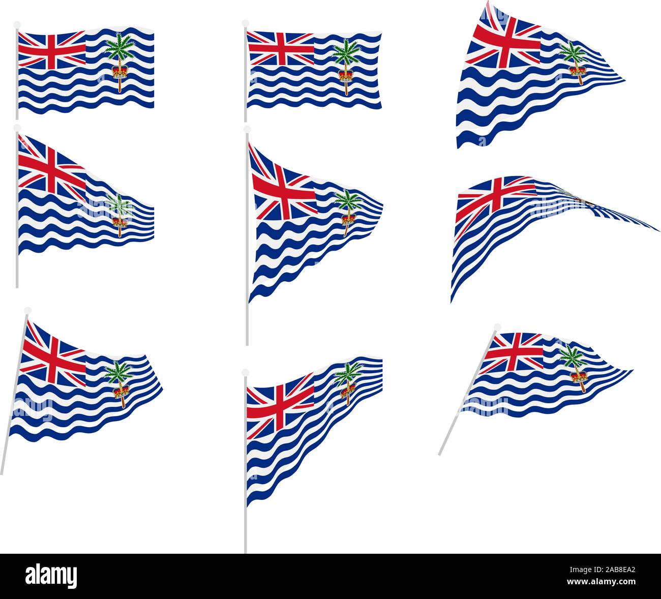 Set de dessin vectoriel avec drapeau Territoire britannique de l'Océan Indien Illustration de Vecteur