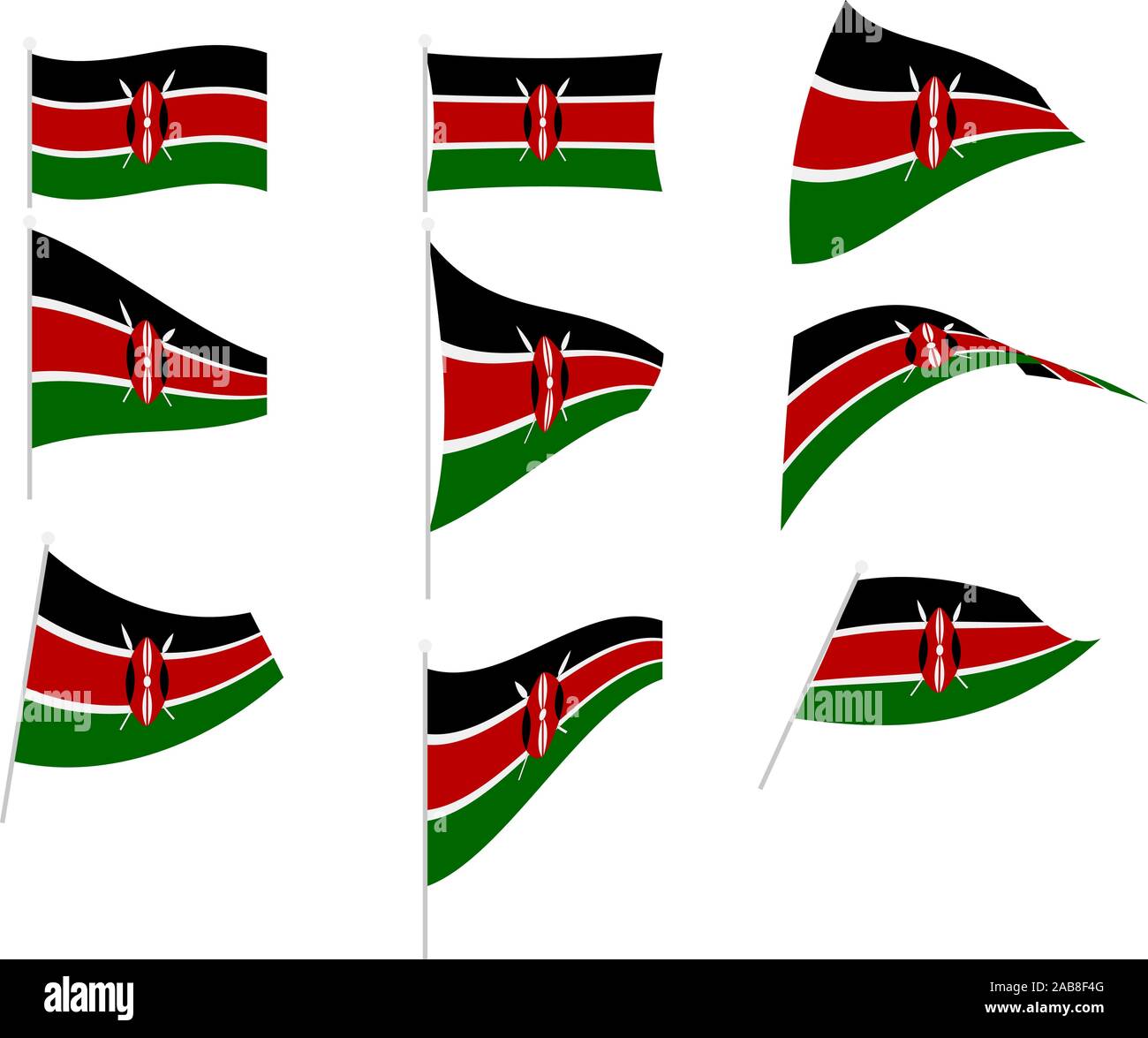 Set de dessin vectoriel avec drapeau Kenya Illustration de Vecteur