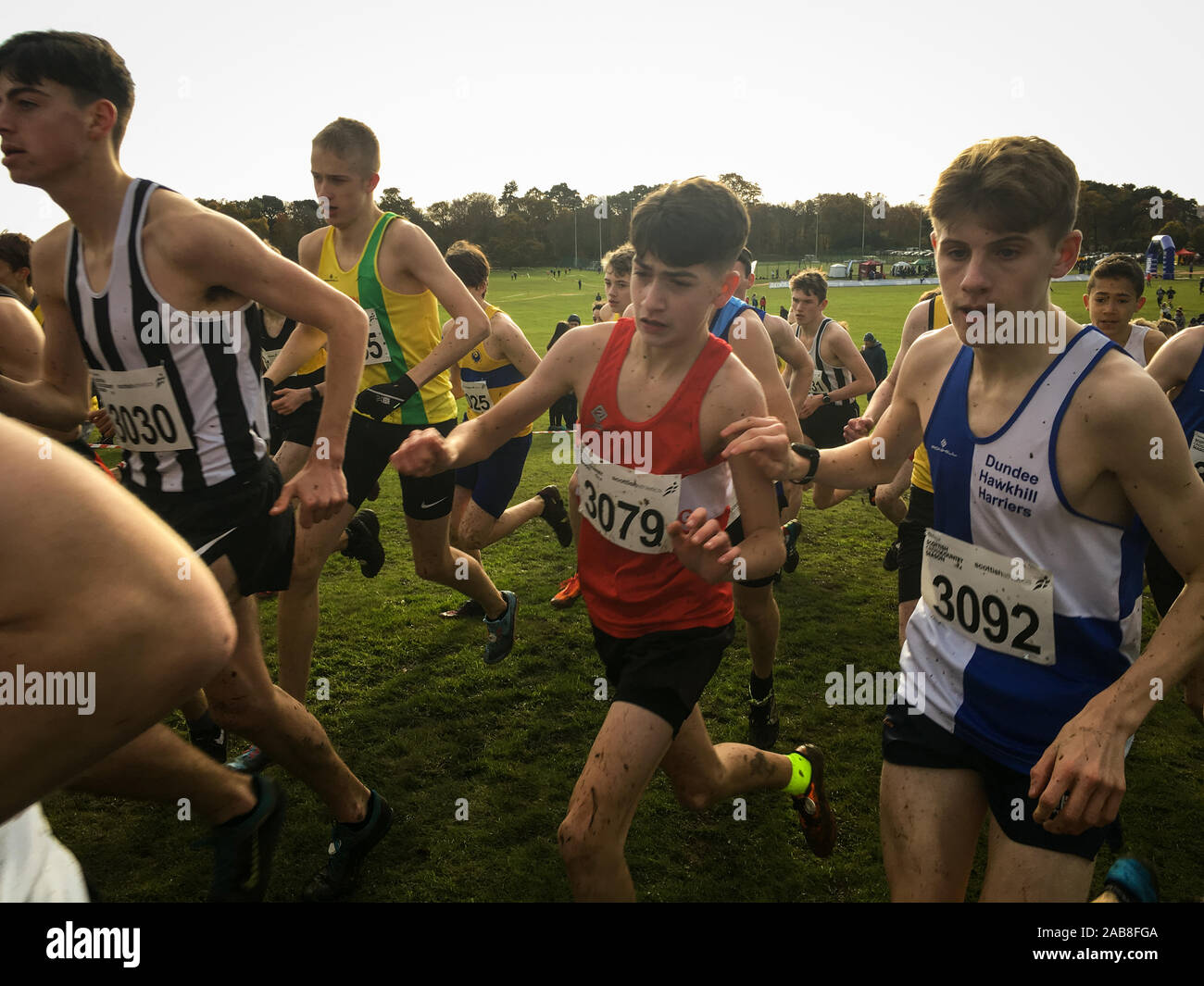 Cours de courte durée des ressortissants d'Europe de cross-country, à Kirkcaldy, en Écosse, le 9 novembre 2019. Banque D'Images