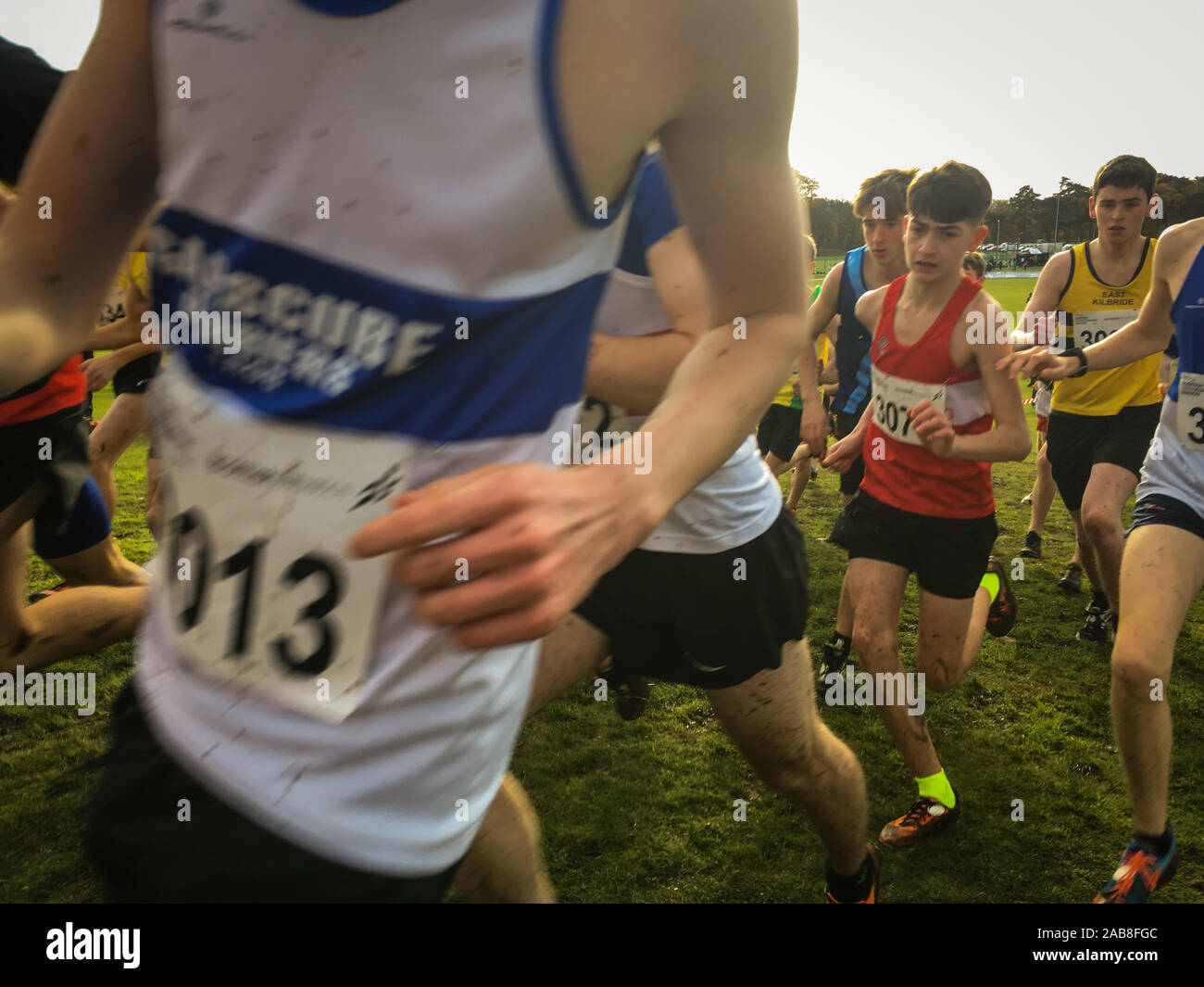 Cours de courte durée des ressortissants d'Europe de cross-country, à Kirkcaldy, en Écosse, le 9 novembre 2019. Banque D'Images