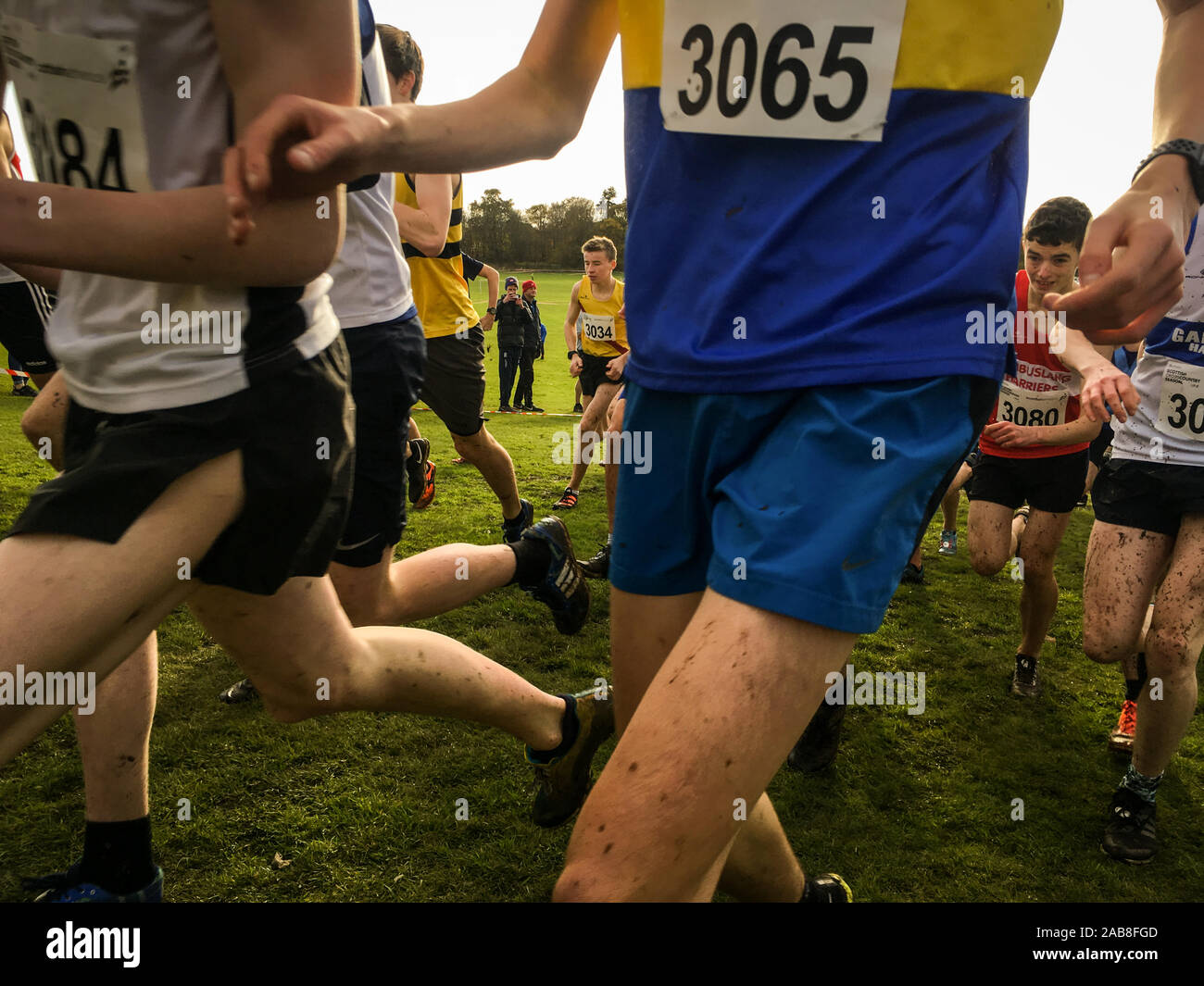 Cours de courte durée des ressortissants d'Europe de cross-country, à Kirkcaldy, en Écosse, le 9 novembre 2019. Banque D'Images