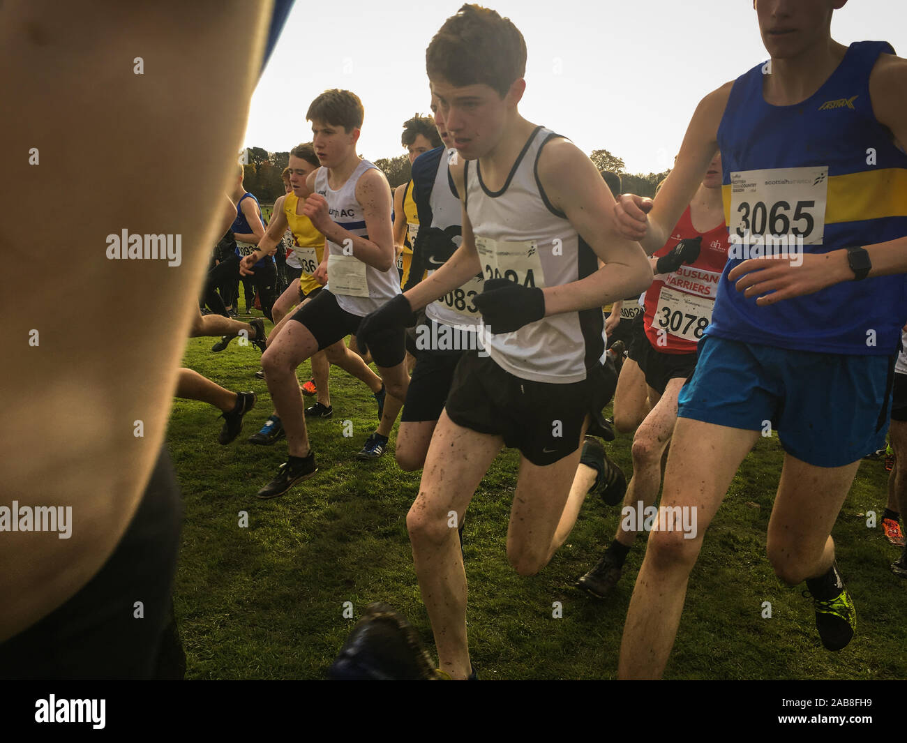 Cours de courte durée des ressortissants d'Europe de cross-country, à Kirkcaldy, en Écosse, le 9 novembre 2019. Banque D'Images