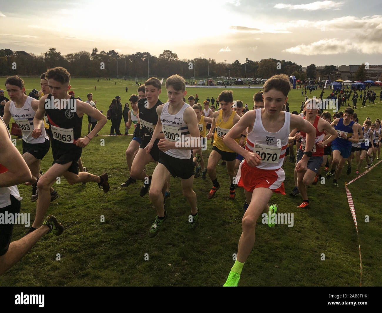 Cours de courte durée des ressortissants d'Europe de cross-country, à Kirkcaldy, en Écosse, le 9 novembre 2019. Banque D'Images