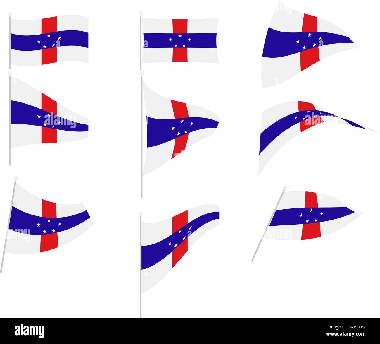 Set de dessin vectoriel avec drapeau Antilles Néerlandaises Illustration de Vecteur