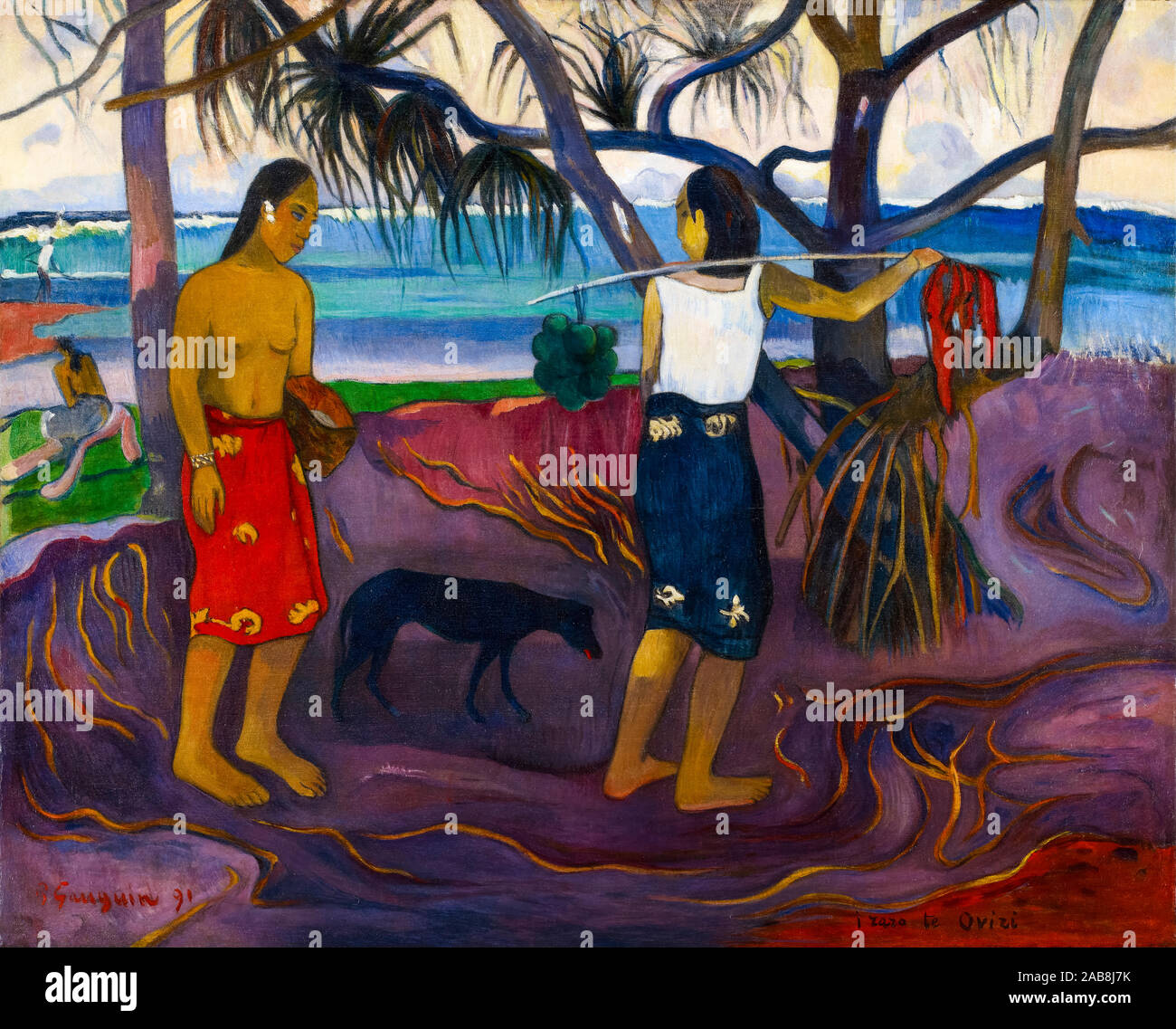 Paul Gauguin, I Raro Te Oviri (II), (II) en vertu de la Pandanus, peinture, 1891 Banque D'Images