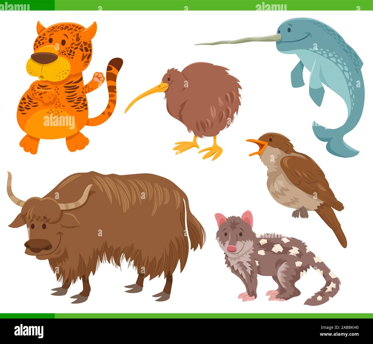 Cartoon Illustration de Funny Animal sauvage Jeu de caractères de la bande dessinée Illustration de Vecteur