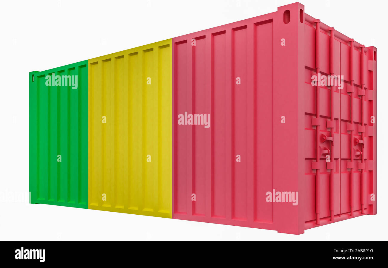 Le Rendu 3D de conteneur avec drapeau du Mali Banque D'Images