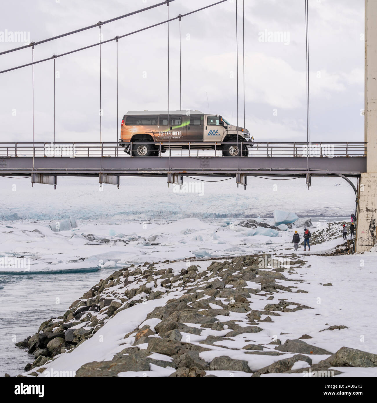 Jokulsarbru bridge, Jokulsarlon Glacial Lagoon, Iceland Banque D'Images