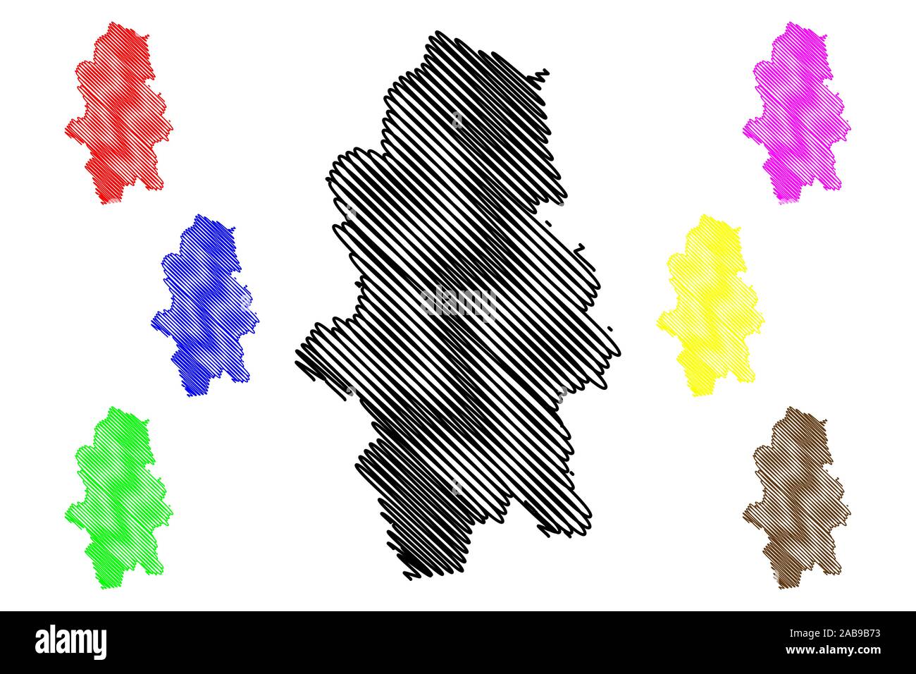 Région Finlande Centrale (République de Finlande) map vector illustration, scribble sketch carte centrale Illustration de Vecteur