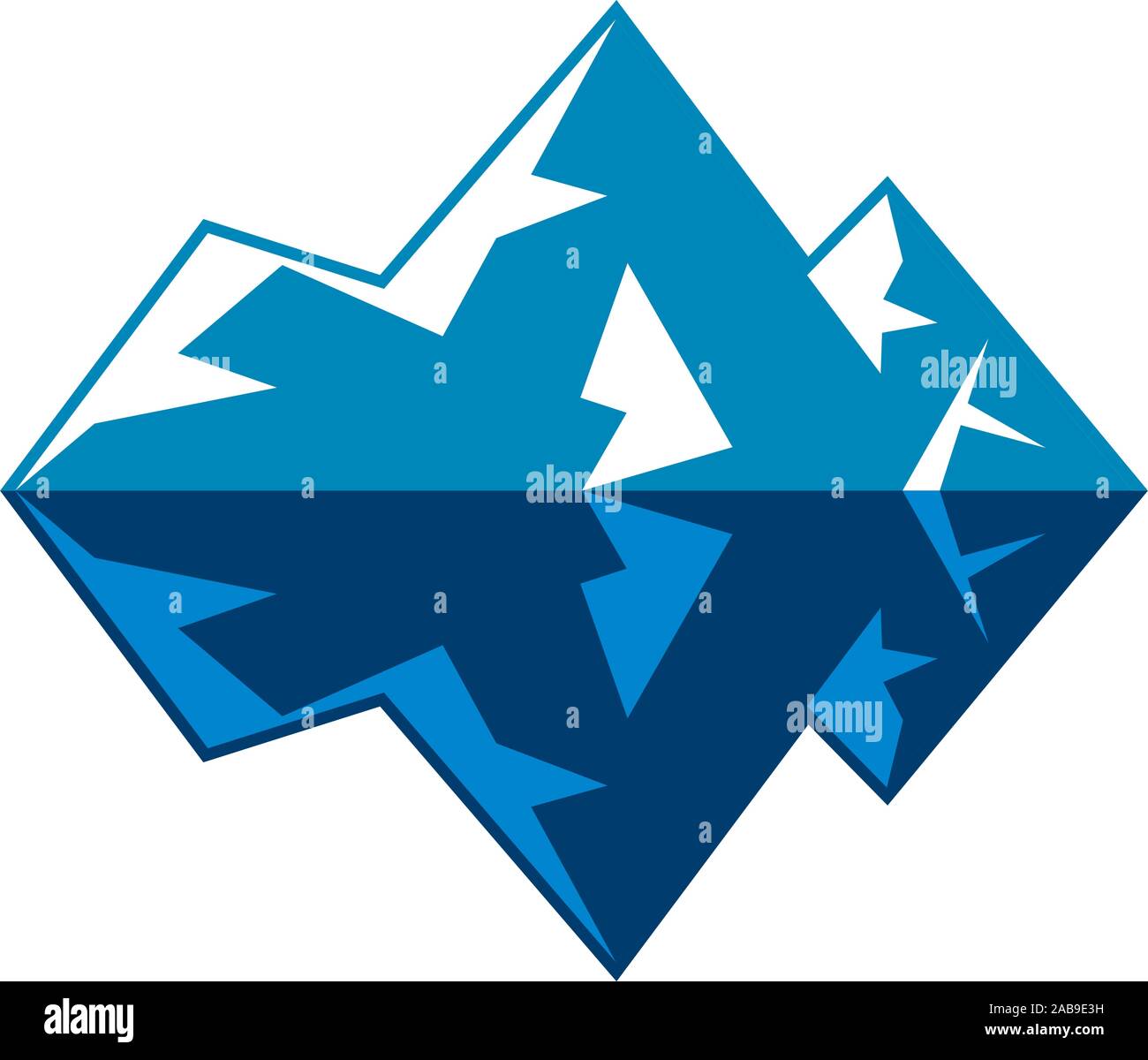 Symbole de l'hiver arctique vecteur ice mountain. icône de bleu et blanc iceberg dans l'océan. abstract design de gel profond signe. la glace, berg dans l'eau Illustration de Vecteur