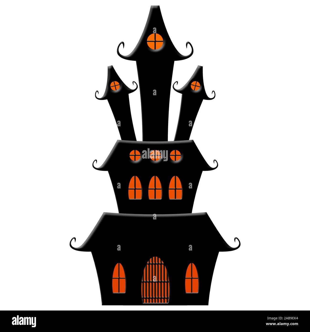 Maison hantée Halloween Concept isolé sur fond blanc. Banque D'Images