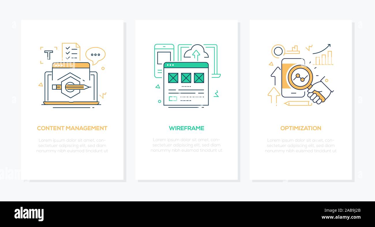 Développement web - Conception de bannières style set Illustration de Vecteur
