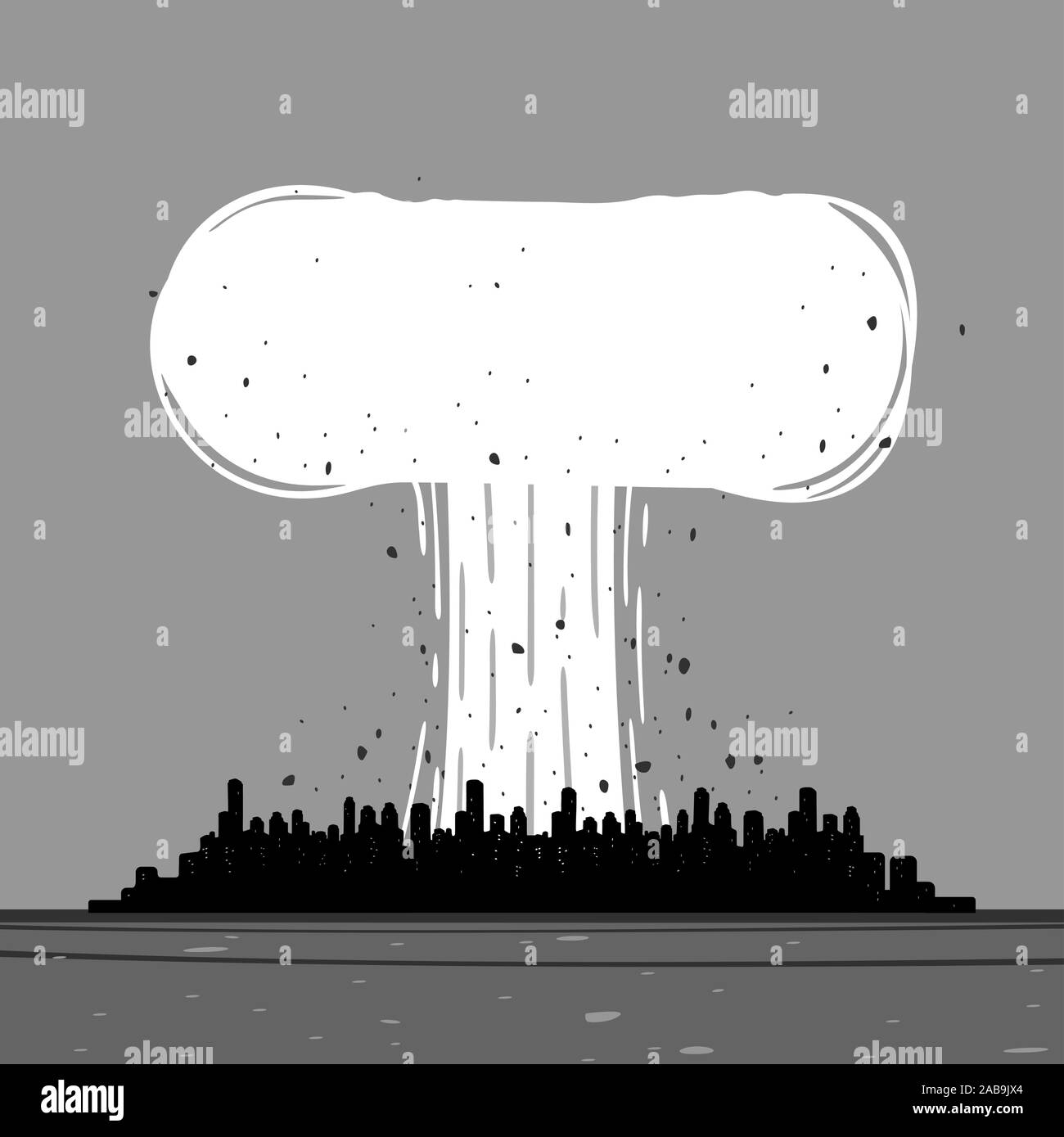 Vector illustration d'une explosion nucléaire dans la ville Illustration de Vecteur