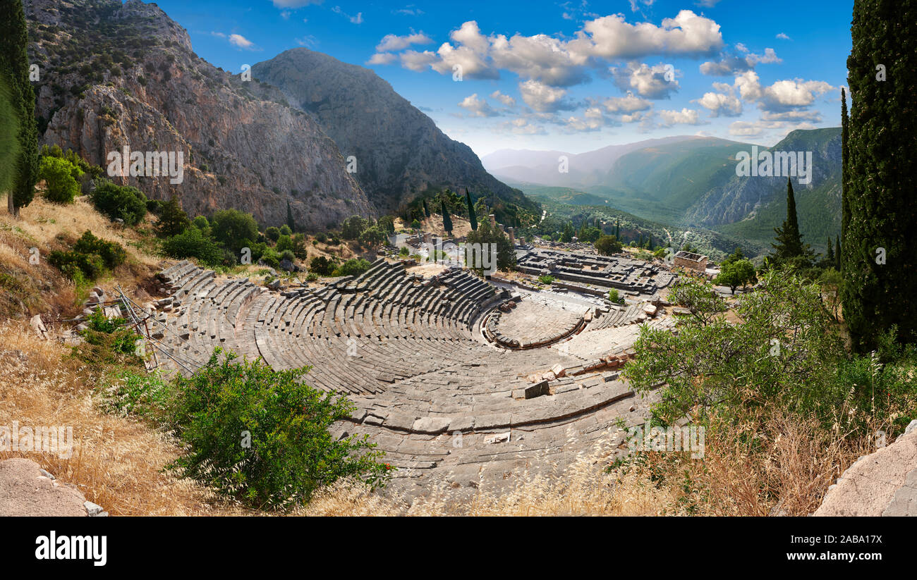 Théâtre grec antique de Delphes, site archéologique de Delphes, Delphi, Grèce Banque D'Images