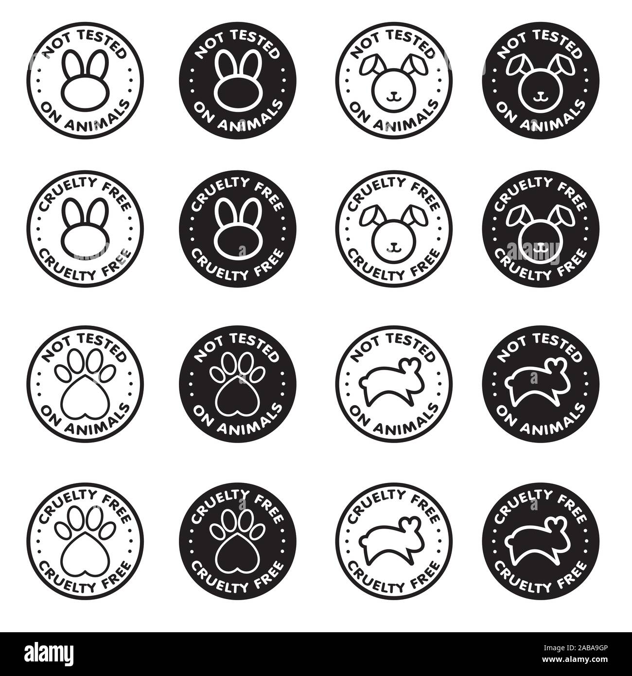 Cruauté gratuite - non testé sur les animaux symbole icône de signe - Vector set Illustration de Vecteur