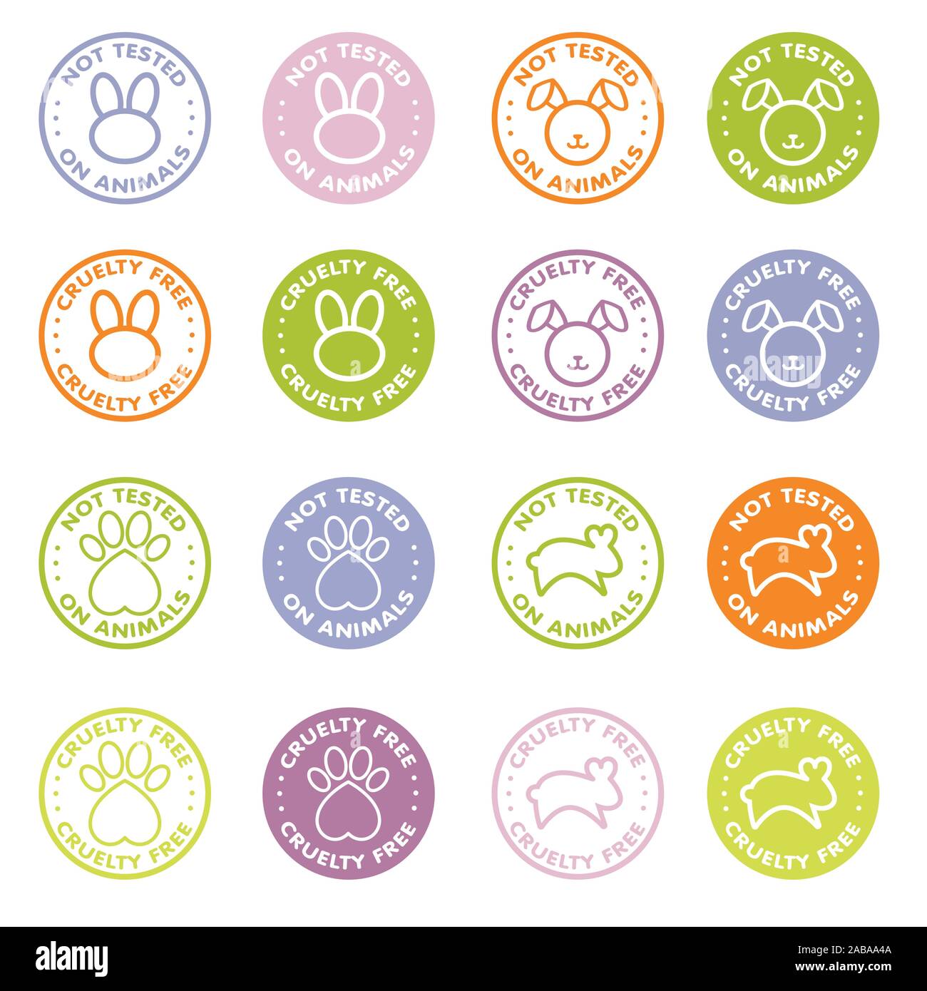 Cruauté gratuite - non testé sur les animaux symbole icône de signe - Vector set Illustration de Vecteur