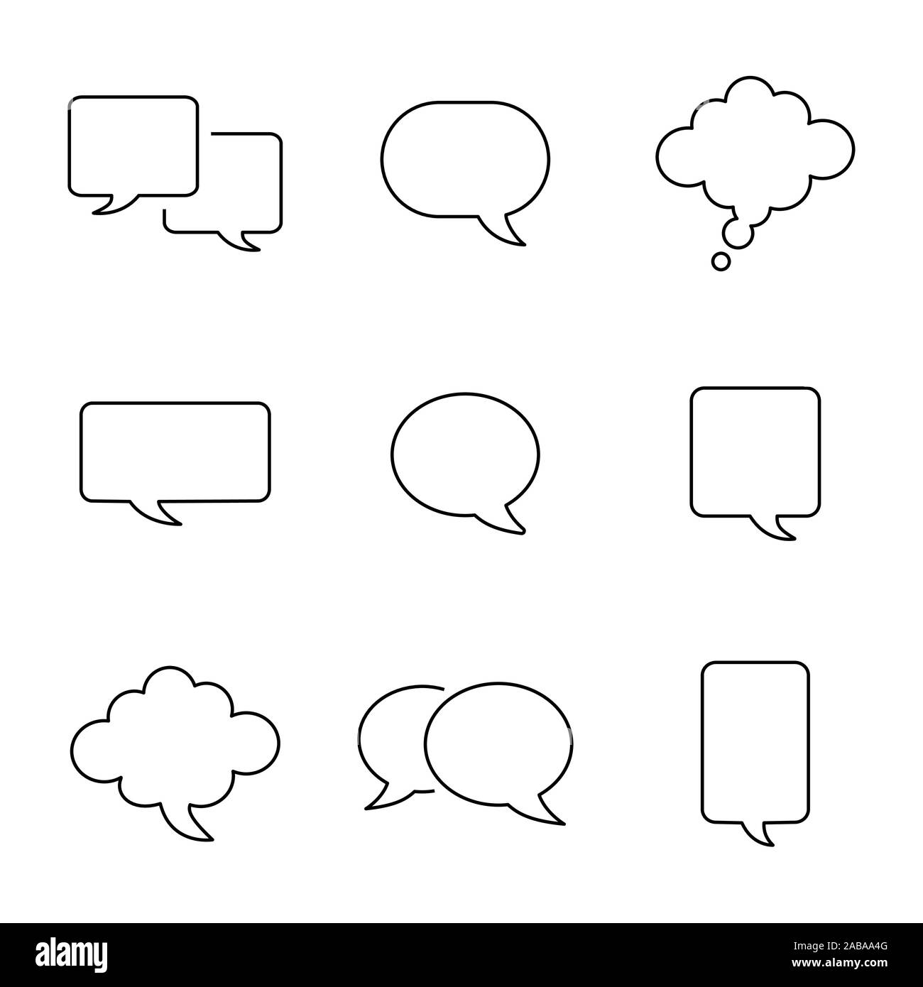 Ensemble de style bande dessinée bulles vides. L'élément de conception pour poster, emblème, signe, bannière, flyer. Des lignes vectorielles illustration. EPS 10 Illustration de Vecteur Ensemble de style bande dessinée bulles vides. L'élément de conception pour poster, emblème, signe, bannière, flyer. Des lignes vectorielles illustration. EPS 10 Illustration de Vecteur