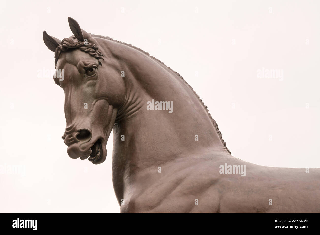Cheval bronze statue conçu par Leonardo da Vinci à Milan, Italie. Banque D'Images