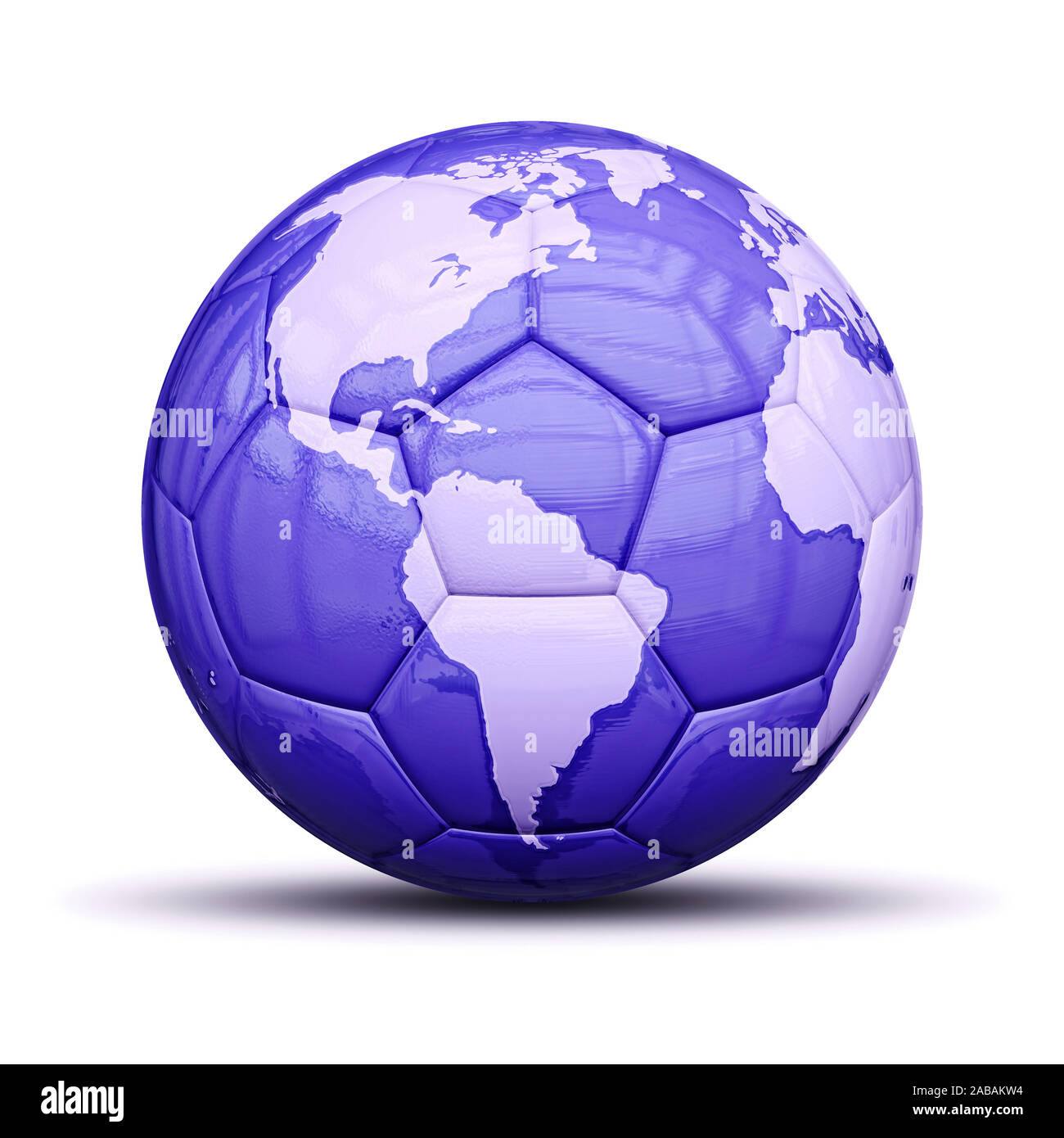 Ein zum Fussball mit weissem Hintergrund vor Weltkarte Banque D'Images