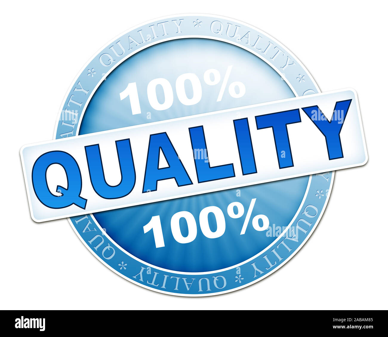Ein Knopf mit der Aufschrift : '100  % qualité" Banque D'Images