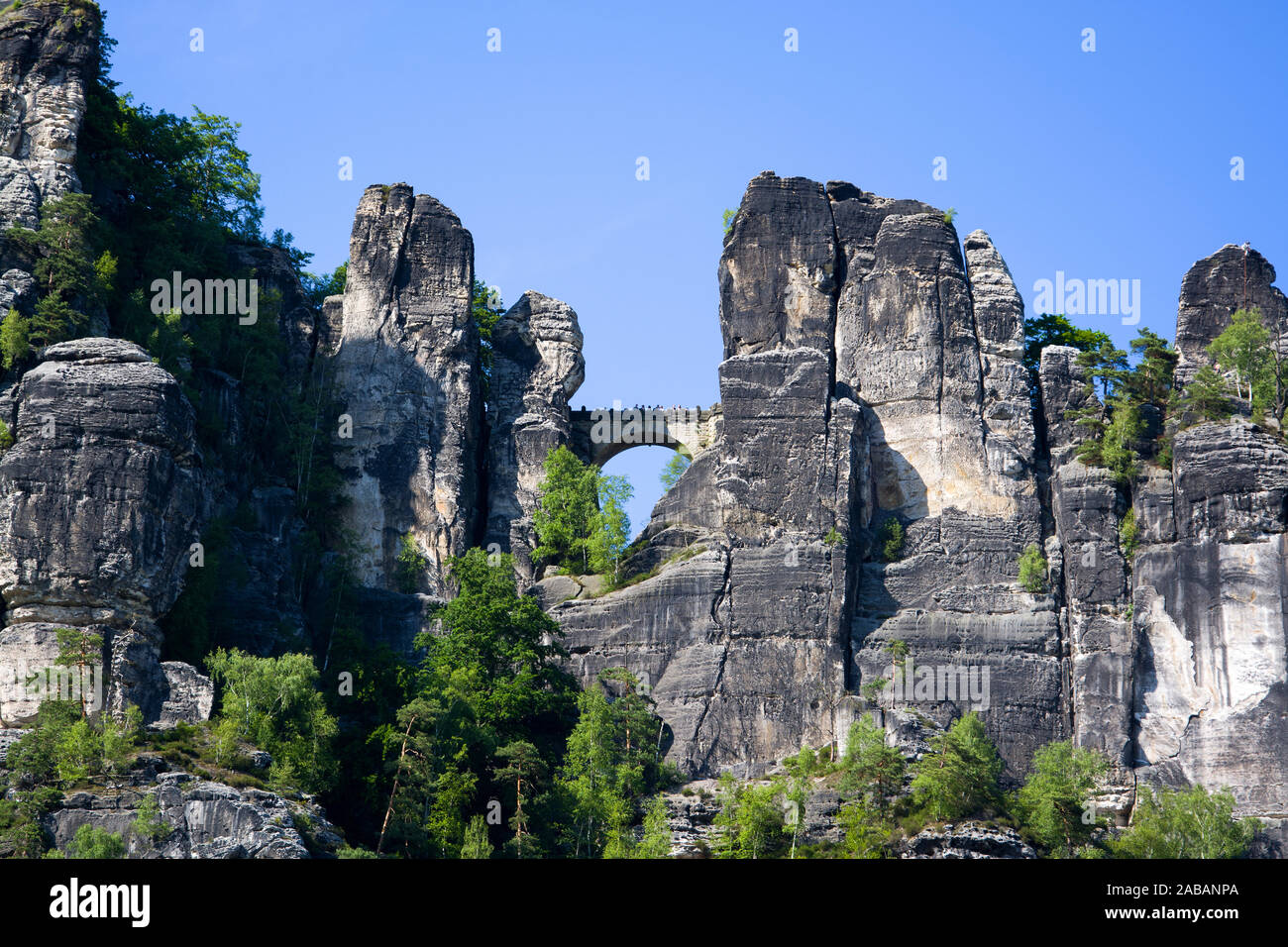 Bastei, Elbsandsteingebirge, Saechsische Schweiz, Sachsen Banque D'Images