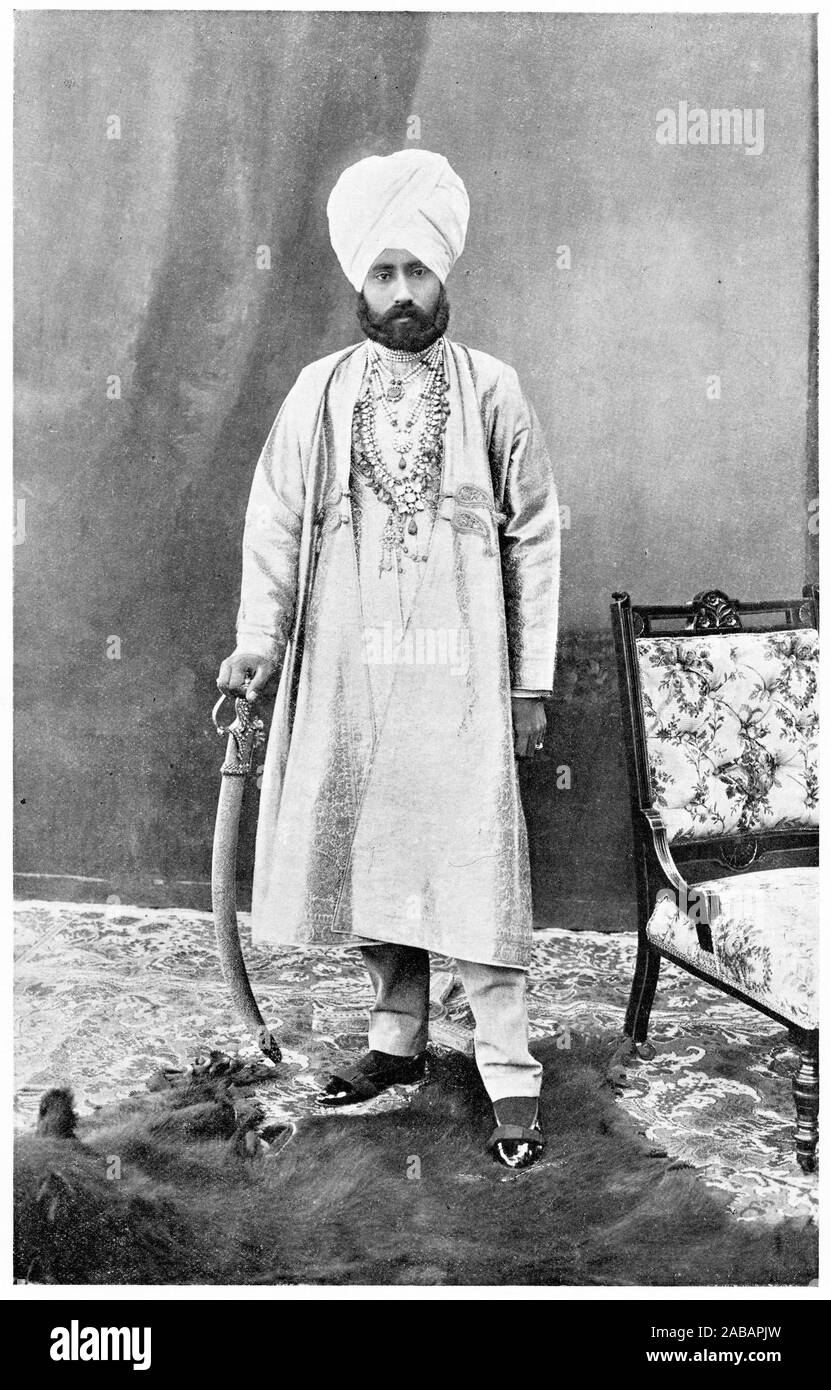 Portrait en demi-teinte de Ranbir Singh (1879 - 1948) Maharaja de Jind maintenant, dans l'Haryana. Il a régné de 1887 à 1948 Jind. Banque D'Images
