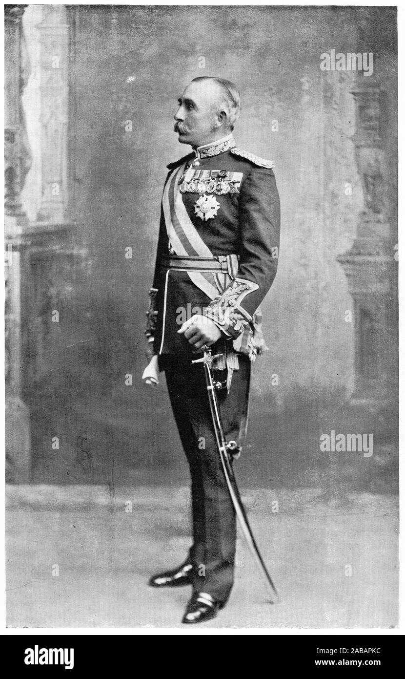 Portrait en demi-teinte de John Gilbert Elliot-Murray-Kynynmound, 4e comte de Minto KG GCSI GCMG GCIE PC (1845 - 1914) aristocrate britannique et homme politique qui a servi comme gouverneur général du Canada, et en tant que vice-roi et gouverneur général de l'Inde Banque D'Images