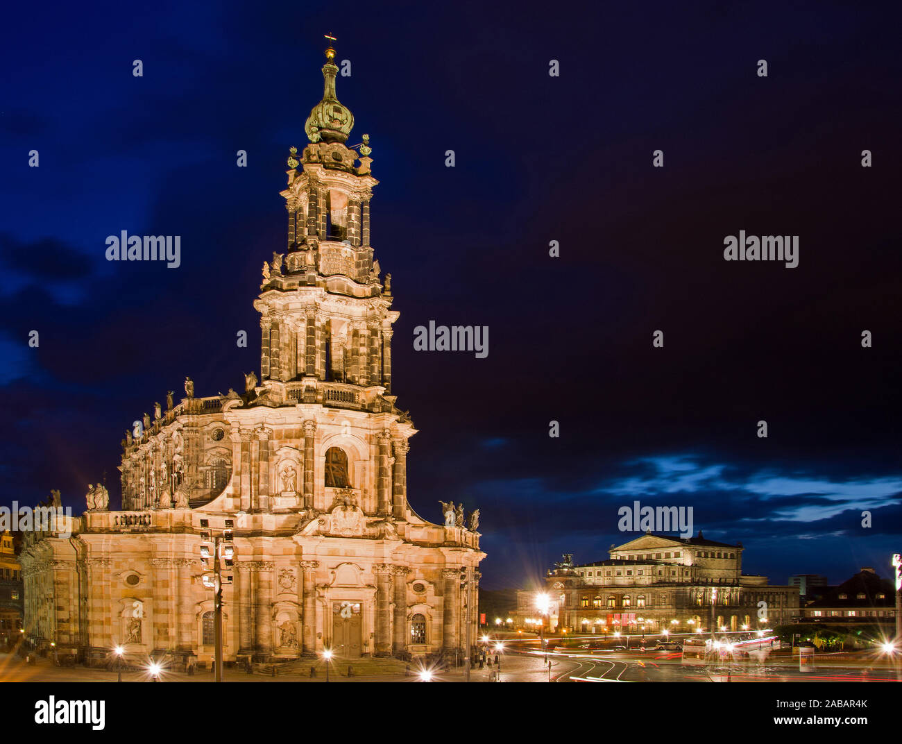 Dresden bei nacht, Sachsen, Bundesrepublik Deutschland Banque D'Images